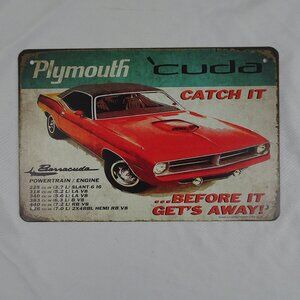 Plymouth Barracuda Thin Metal Sign Size 11.5inx8in.